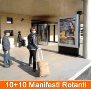 impianti multispazi per pubblicità indoor in centri commerciali totem multispazi 10+10 pubblicità outdoor ingresso aeroporto